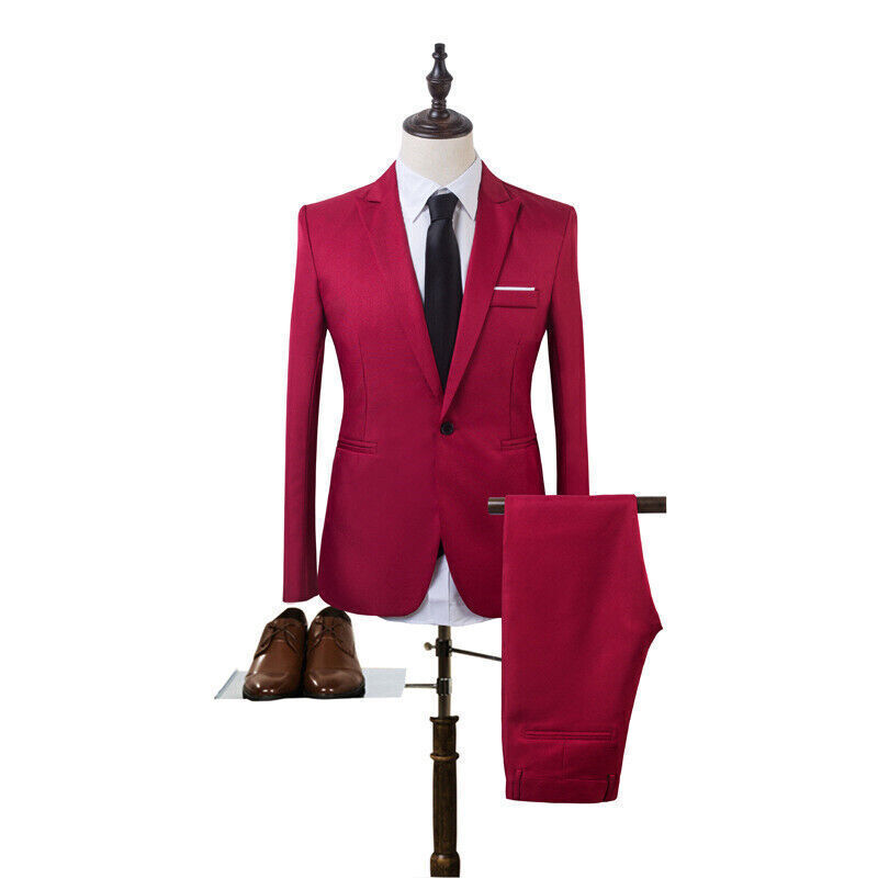 Mens Premium 2 Piece Suit Blazer Jacket & Trousers Formal Casual ...