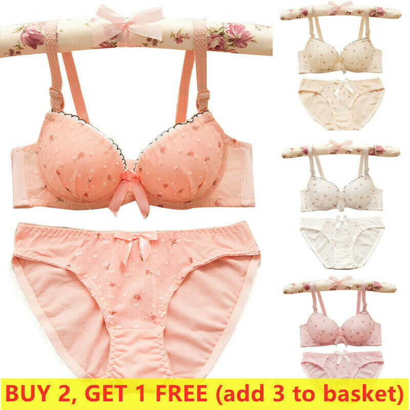 Womens Sexy Lace Padded Bra Set Push Up Lingerie Set Knickers 32-42 A/B/C/D/DD