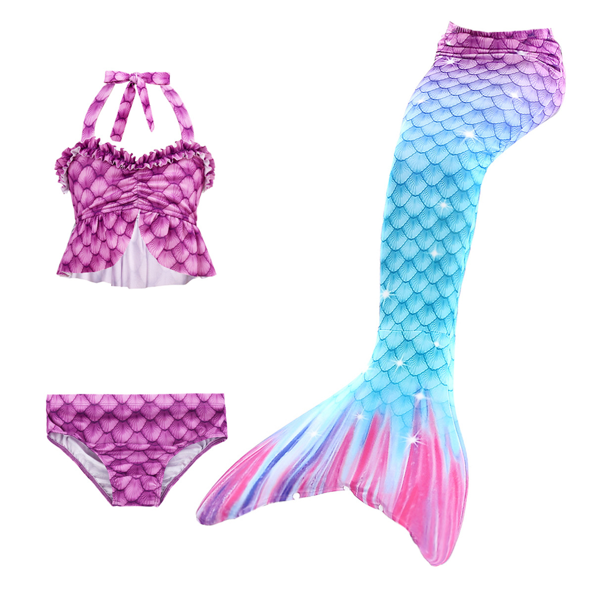Kids Girls Mermaid Tail Set Cosplay Costume Swimsuit Swimwear Beachwear Summer.. - Picture 14 of 16