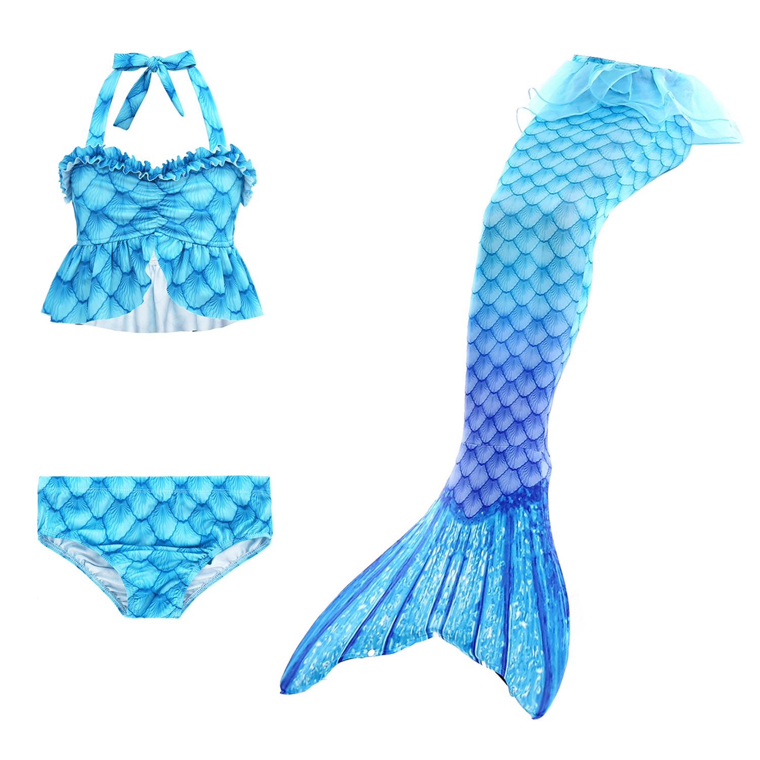 Kids Girls Mermaid Tail Set Cosplay Costume Swimsuit Swimwear Beachwear Summer.. - Picture 15 of 16