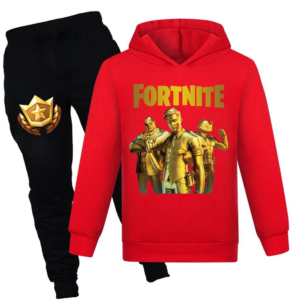 Fortnite Kids Hooded Sweatshirt Hoodie + Long Pants Tracksuit 2Pcs/Set Outfits - Picture 9 of 10