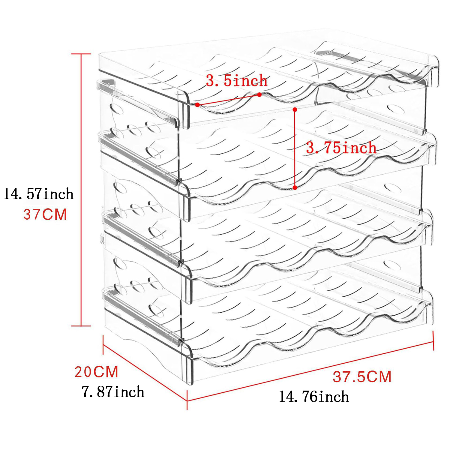 Plastic Stackable Water Bottle Organizer For Cabinet Freezer Wine Storage Rack - Picture 15 of 15