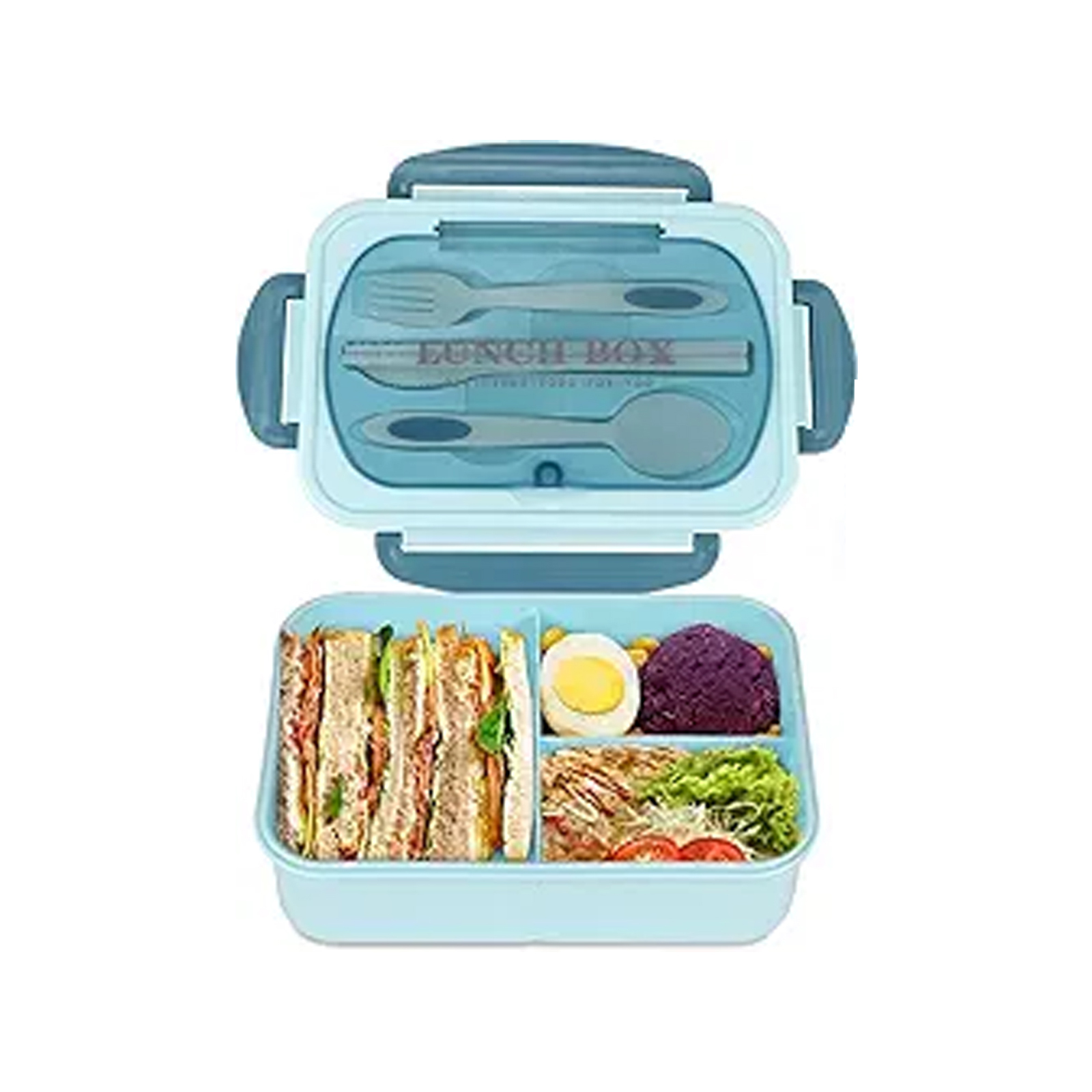 Adult Bento Box Lunch Food Box Container with 3 Compartments & Utensils BPA Free - Picture 14 of 16