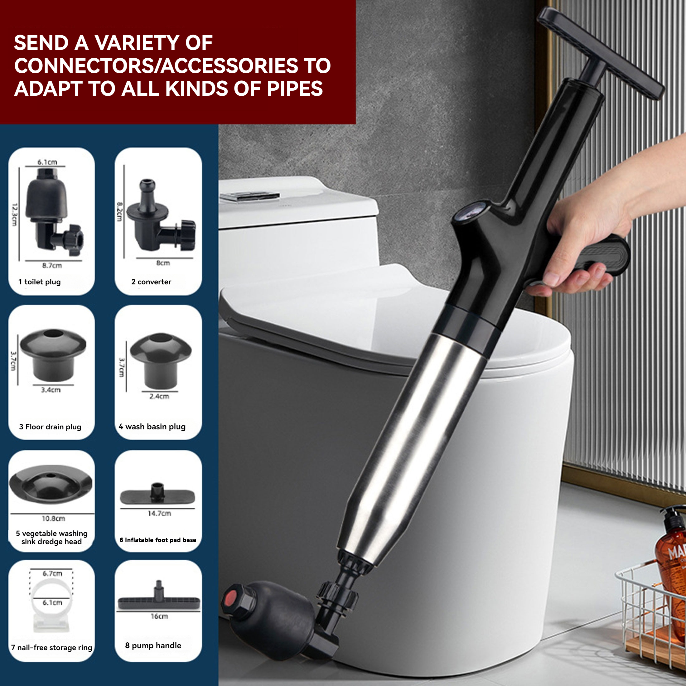 High Pressure Fast Toilet Plunger Air Drain Blaster Home Toilet Clog Remover - Picture 15 of 16