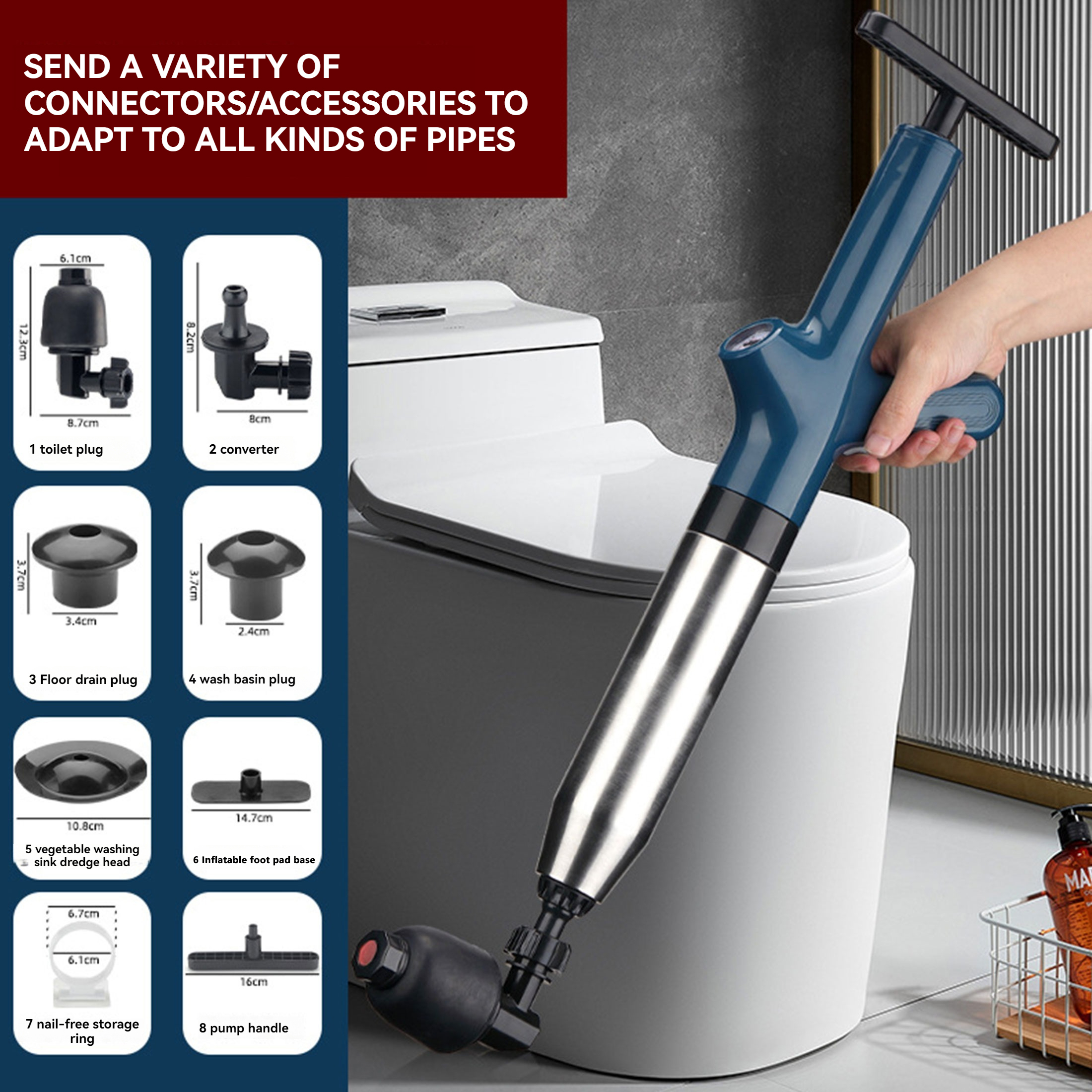 High Pressure Fast Toilet Plunger Air Drain Blaster Home Toilet Clog Remover - Picture 14 of 16