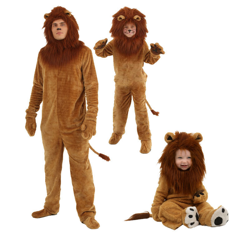 Lion Cosplay Party Costume Adults Kids Animals Characters Halloween Fancy Dress - Picture 5 of 13