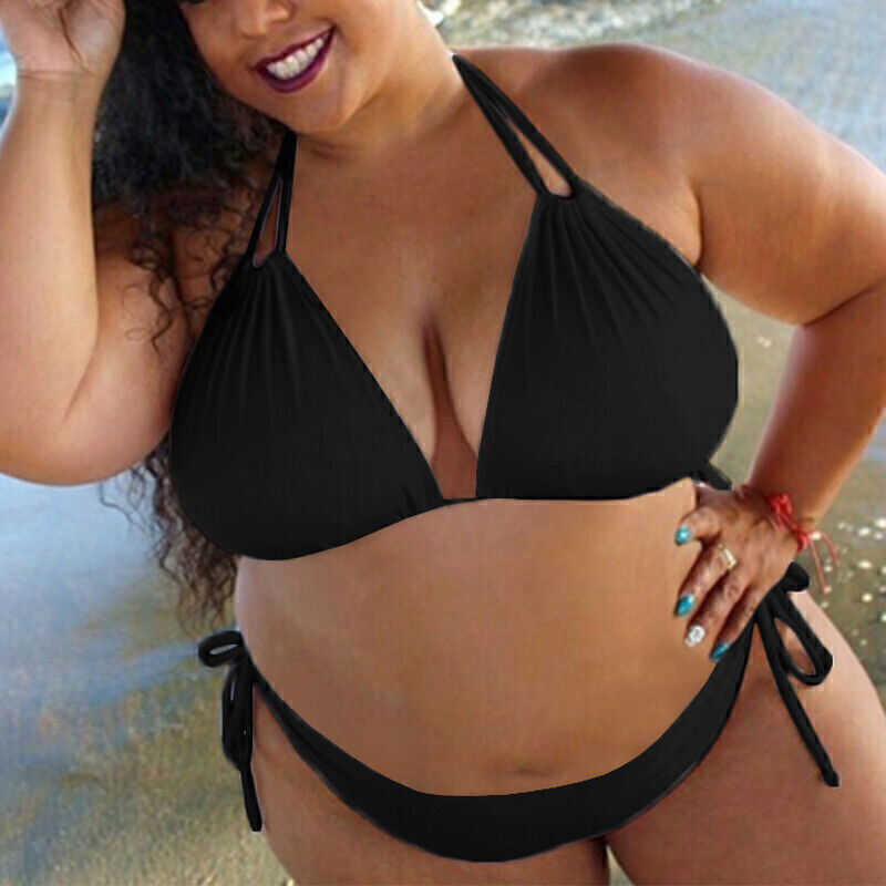 Plus Size Women Swimwear Bikini Set Push-Up Bra Swimsuit Bathing Suit Beachwear⊹