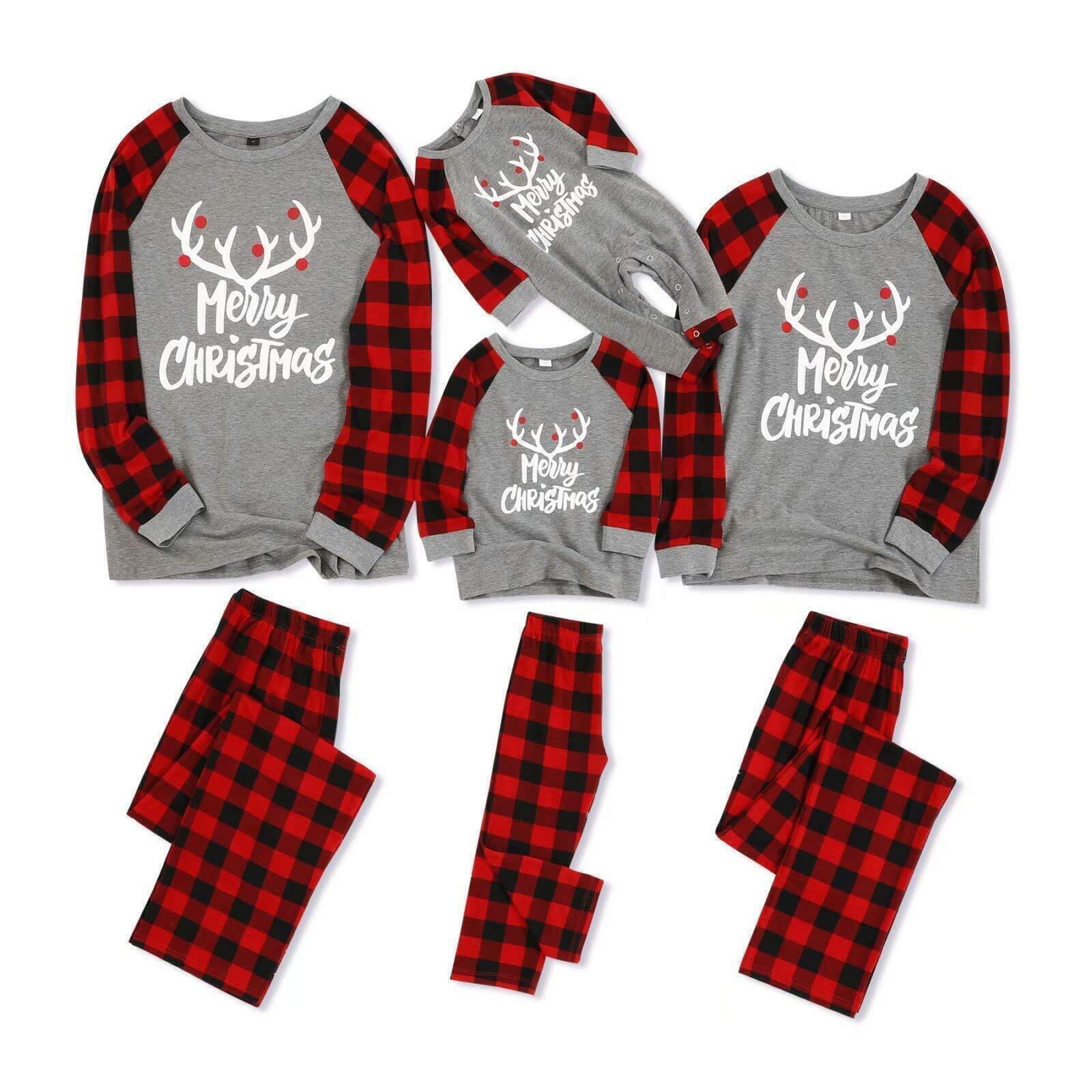 Christmas Family Matching Sleepwear Kids Women Men Xmas Plaid Pajamas PJ's⊹□