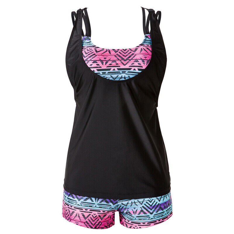 Women 3 PieceSet Tankini Cropped Top Shorts Swimsuit Swimwear Swimming CostumeבЯ