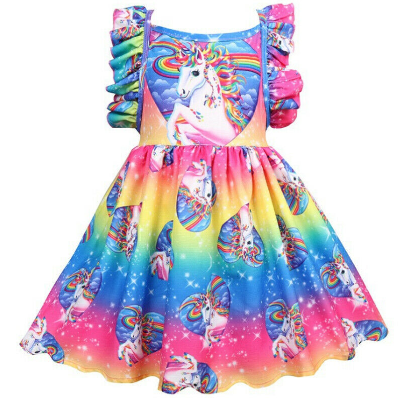 Unicorn Dress Toddler Child Party Tutu Dresses Girls Princess Holiday Sundress