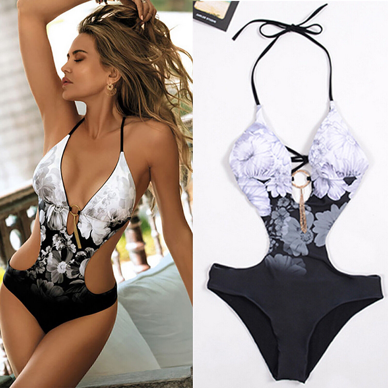 Women Summer Swimsuit Tummy Control Swimwear Bikini Swimming Costume Plus Size