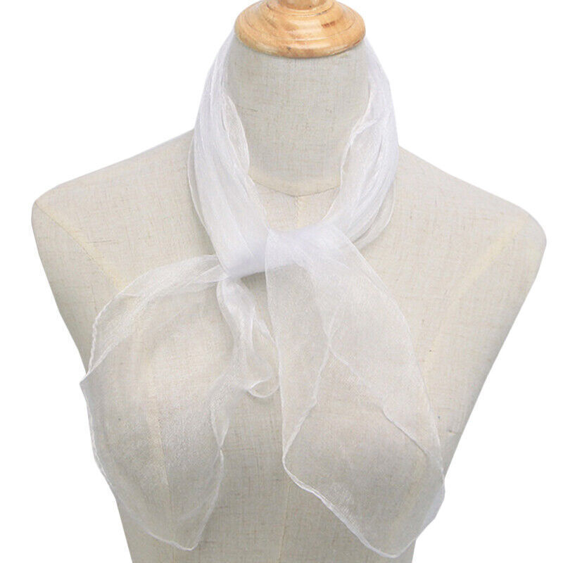 ▪Womens Ladies Chiffon Scarf Short Head Neck Hair Tie Plain Sheer Thin Scarves