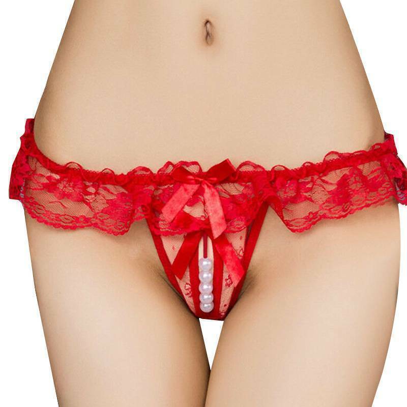 Women Sexy Lace French Knickers Ladies Briefs Underwear Crotchless Mesh Panties 