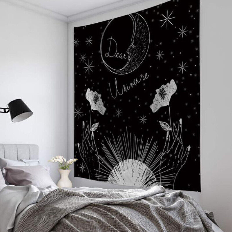 юTarot Card Moon Sun Wall Hanging Poster Tapestry Throw Bohemian Mandala Decors.