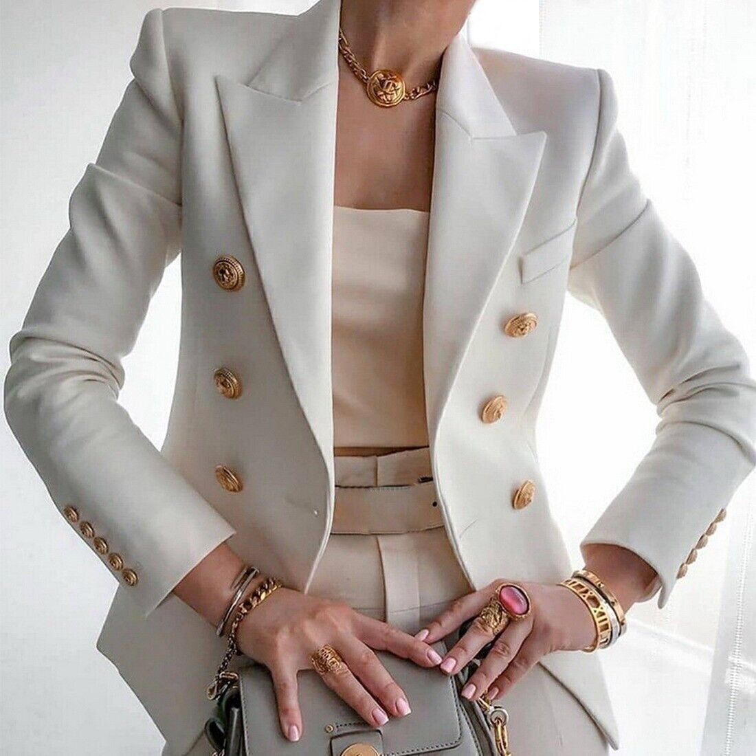 ﹒Suit Coat Woman's Ladies Long Sleeve Casual Jacket Office Work Blazer Top Size