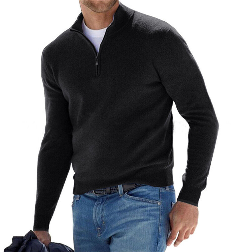 Mens 1/4 Zip Jumper Long Sleeve Quarter Zip Neck Jumper Sweatshirt Top Pullover⊹