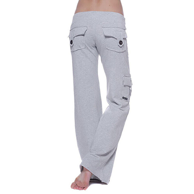 Plus Sizes Women Cargo Combat Trousers Casual Baggy Wide Leg Bootcut Pants Yoga▪