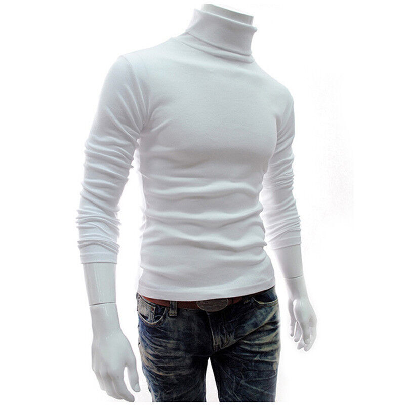 Mens High Neck Pullover Sweater Knitted Jumper Long Sleeve Slim Fit Shirts Top⊹
