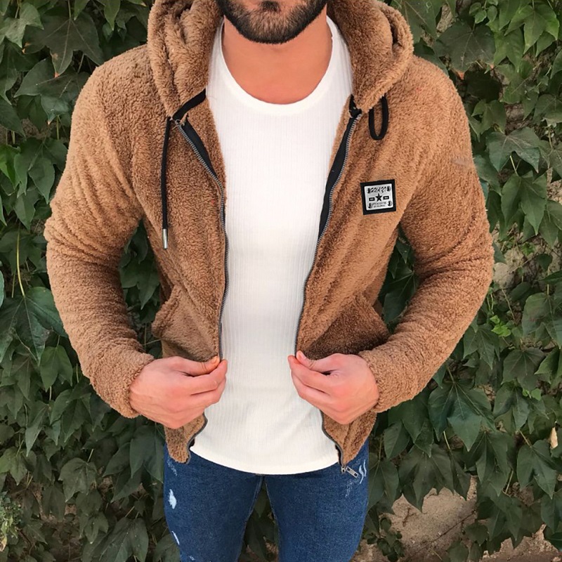 Mens Fluffy Fleece Winter Hoodie Jacket Teddy Bear Ho